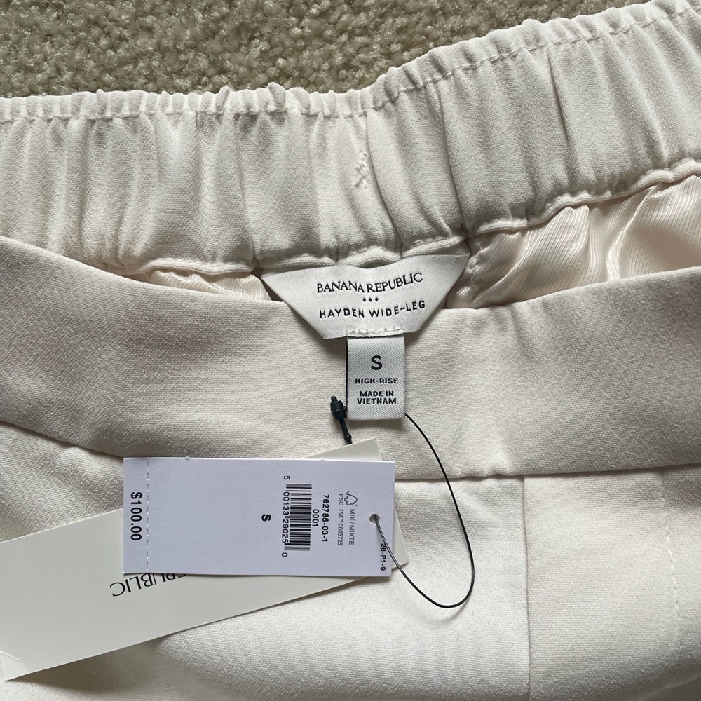 Banana Republic Factory Cream Wide-Leg Pants High-Waisted NWT - Picture 4 of 5